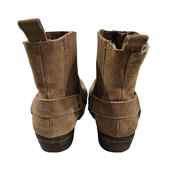 Very Volatile Boots Womens 8.5 Harness Strap Slip On Suede Wood Heel BoHo Casual - Picture 4 of 16